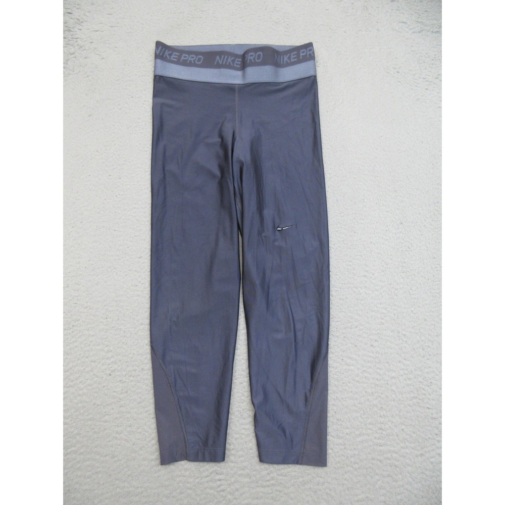 Nike Pro Hypercool Glamour Womens M Crop Leggings Blue Dri-FIT 932279-081